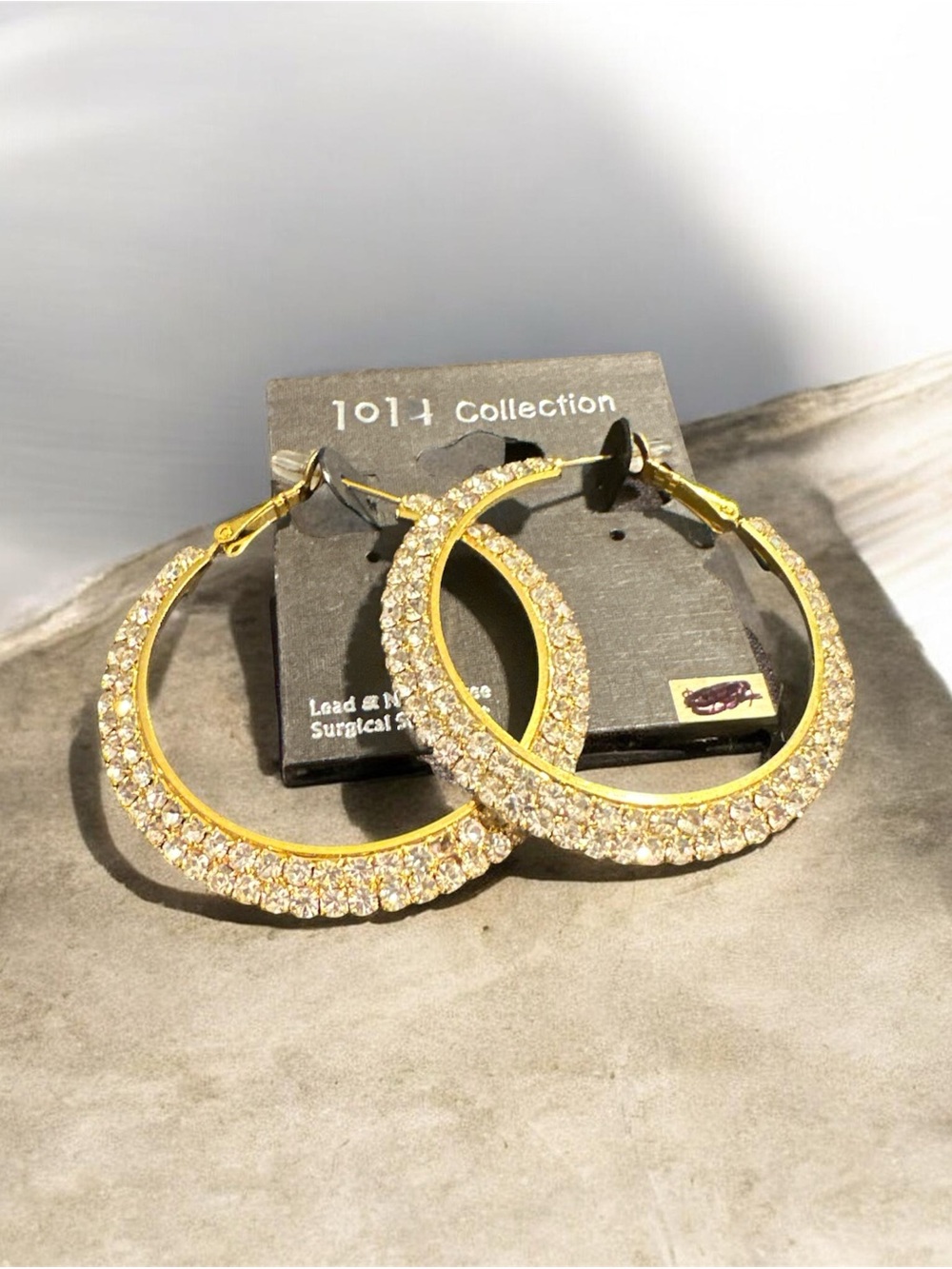 Gold Crystal Hoop Earrings